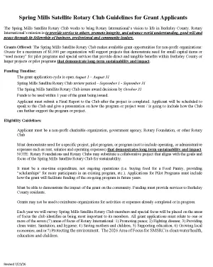 Spring Mills Satellite Rotary - Grant Application Instructions and Timeline